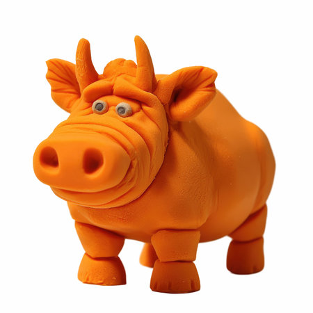 Plasticine hippo isolated on white background with clipping path.の写真素材