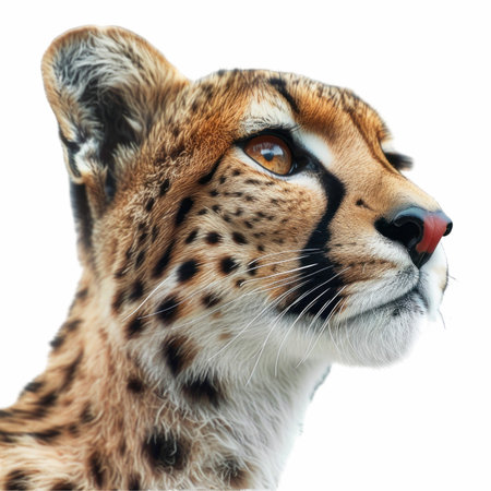 Portrait of a cheetah, isolated on white background.の写真素材