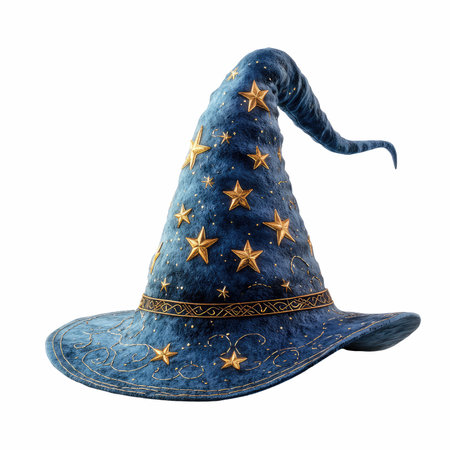 3d rendering of a witch hat isolated on white background with clipping pathの写真素材