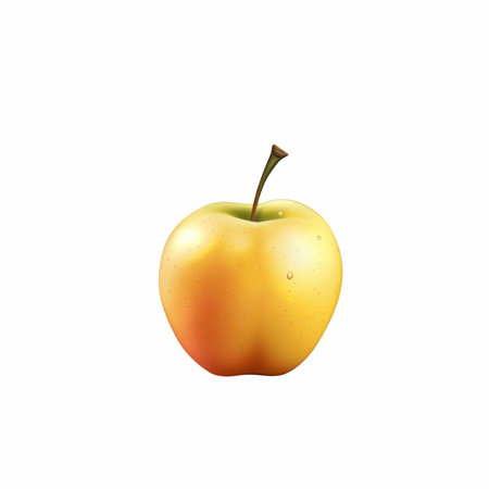 Realistic apple with water drops isolated on white background. Vector illustration.の写真素材