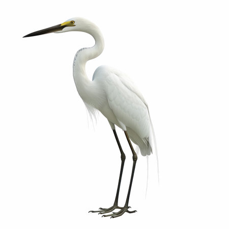 White Egret isolated on white background. 3D illustration. Clipping Pathの写真素材