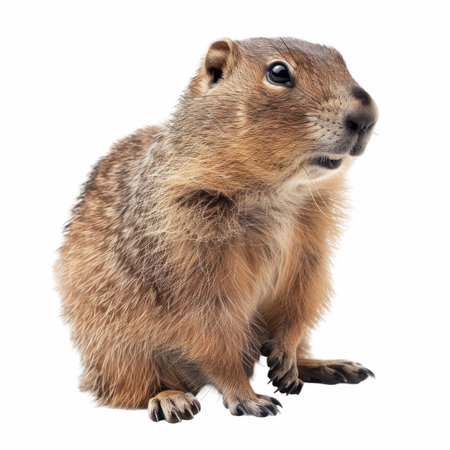 European ground squirrel, Spermophilus citellus, isolated on white backgroundの写真素材