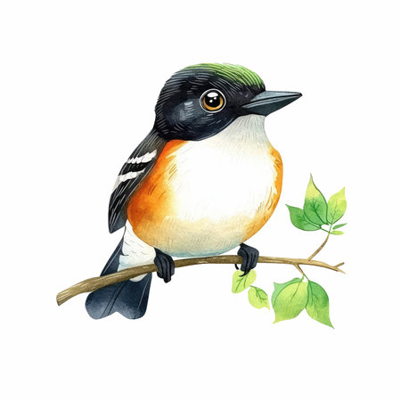 Titmouse bird isolated on white background. Watercolor hand drawn illustrationの写真素材