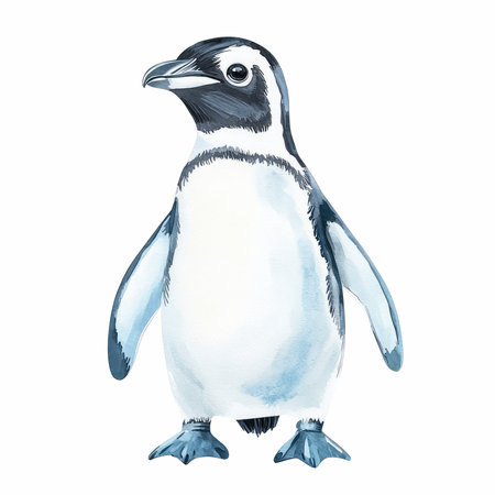 Charming illustration of a penguin, capturing its playful essence in a delightful art style. Perfect for educational materials and decor. Enjoy the cuteness!の写真素材