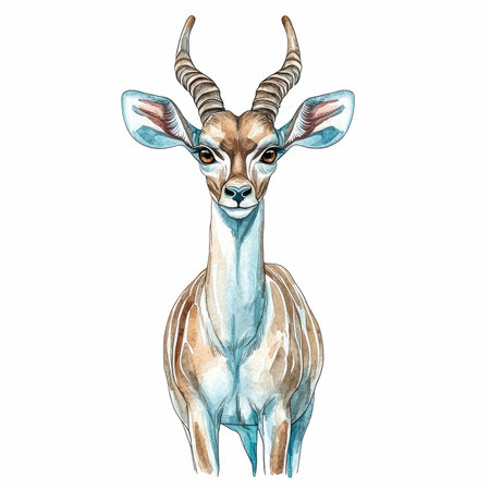 Watercolor portrait of antelope. Isolated on white background.の写真素材