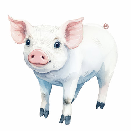 This charming illustration features a cute pig against a transparent background. Perfect for creative projects, this design brings joy and playfulness to any media or graphic design.の写真素材
