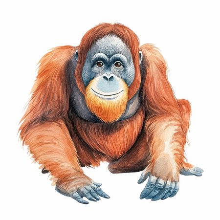 Orangutan. Isolated on white background. Watercolor illustration.の写真素材