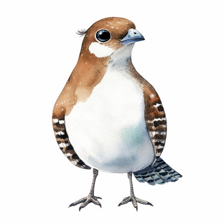 watercolor drawing of a bird on a white background, hand-drawn illustrationの写真素材