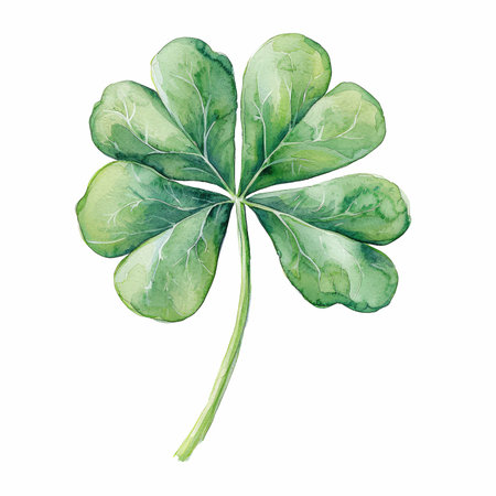 Watercolor green clover leaf isolated on white background. Hand drawn illustration.の写真素材