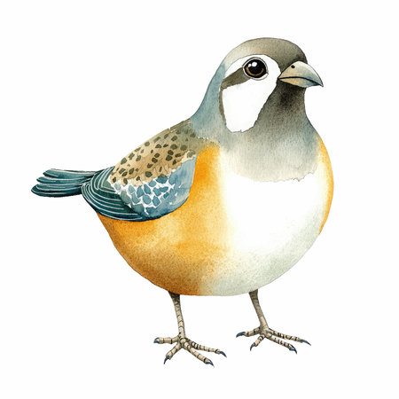 Watercolor illustration of a bird. Isolated on white background.の写真素材