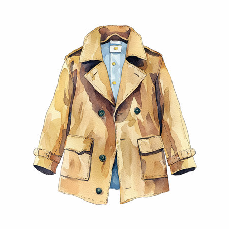Watercolor illustration of a coat on a white background.の写真素材