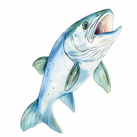 Illustration of a salmon on a white background. Vector image.の写真素材