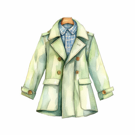 Watercolor illustration of a coat. Isolated on white background.の写真素材