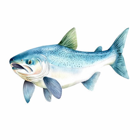 This captivating illustration features an isolated steelhead salmon, showcasing its vibrant colors and intricate details typical of this amazing fish species.の写真素材