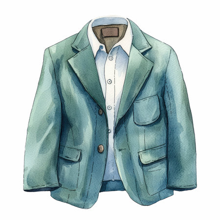 watercolor illustration of a man's jacket on a white background.の写真素材