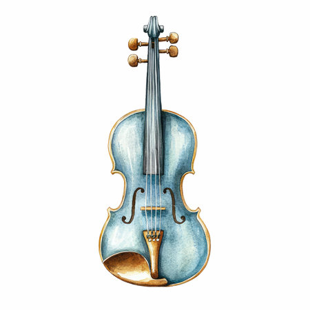 Watercolor violin. Hand drawn illustration. Isolated on white backgroundの写真素材