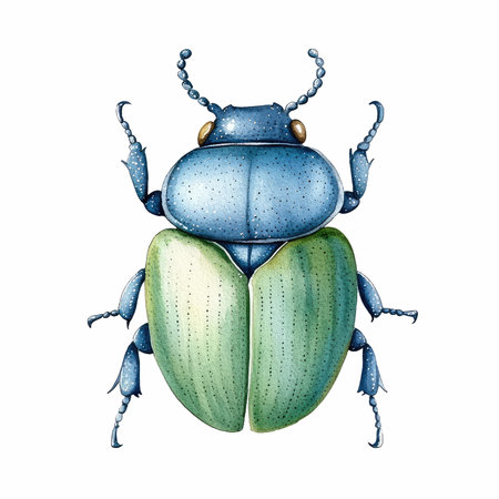 Watercolor beetle isolated on white background. Hand-drawn illustration.の写真素材