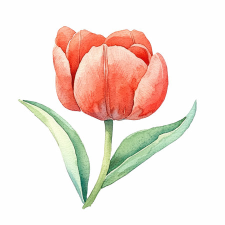 Tulip. Hand drawn watercolor illustration on white background.の写真素材
