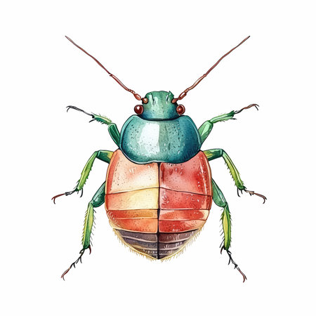 Watercolor hand drawn bug illustration. Isolated on white background.の写真素材