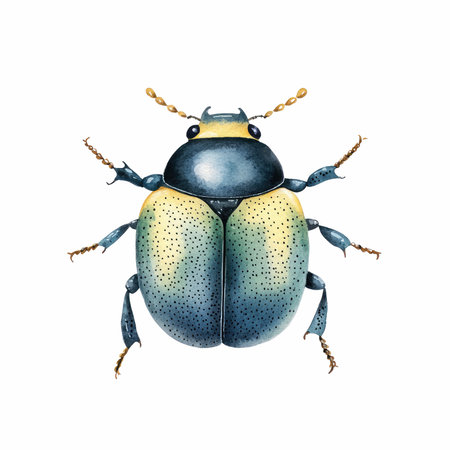 Watercolor beetle isolated on white background. Hand-drawn illustration.の写真素材