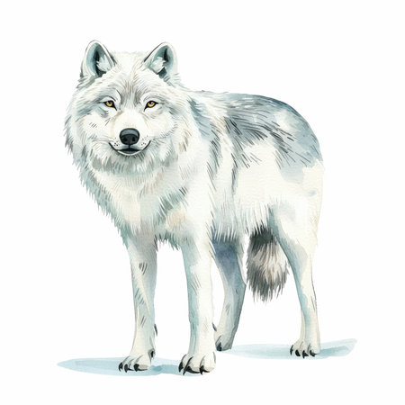 Watercolor illustration of a wolf. Isolated on white background.