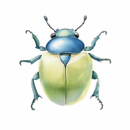 Watercolor beetle isolated on white background. Hand-drawn illustration.の写真素材