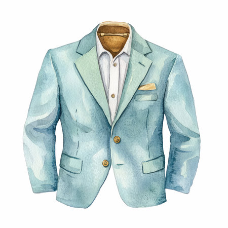Watercolor hand drawn illustration of a business jacket. Isolated on white background.の写真素材