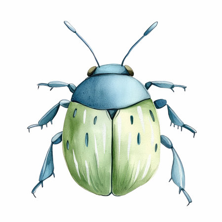 Watercolor bug isolated on white background. Watercolor hand drawn illustrationの写真素材