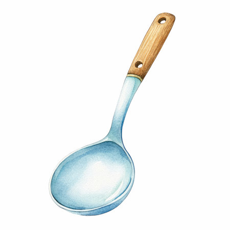 Watercolor spoon isolated on white background. Hand-drawn illustration.の写真素材