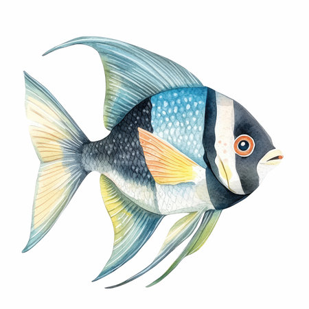 watercolor drawing of a fish on a white background, vector illustration