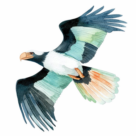watercolor drawing of an eagle on a white background, isolated imageの写真素材