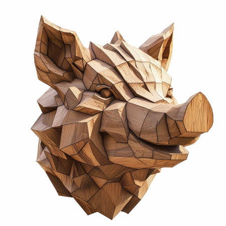 Wooden rhinoceros isolated on white background. 3d renderingの写真素材