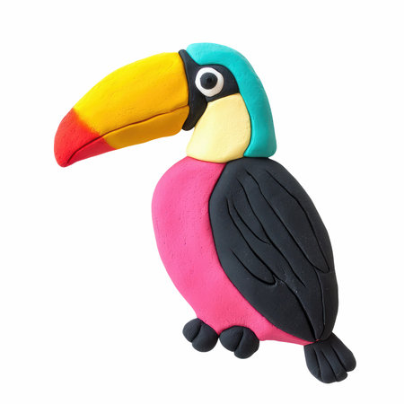 toucan plasticine isolated on white background with clipping path.の写真素材