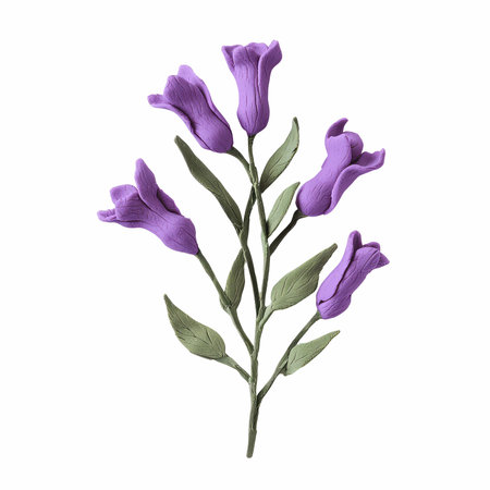 purple freesia flower isolated on white background. watercolor illustrationの写真素材