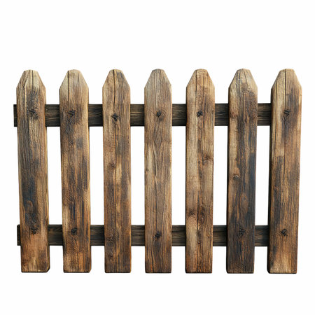 Wooden fence isolated on white background. 3d render. Wooden fence.の写真素材