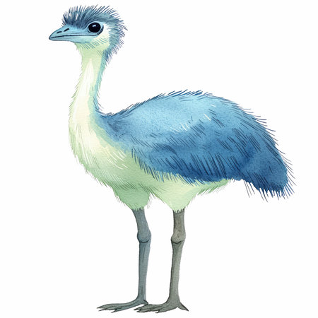 Illustration of the emu on a white background, watercolorの写真素材