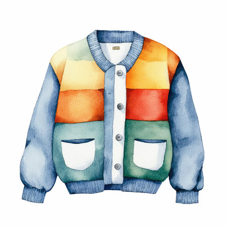 Watercolor winter jacket isolated on white background. Watercolor illustration.の写真素材