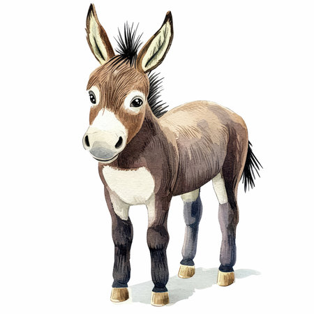 cartoon image of a donkey on a white background, vector illustrationの写真素材