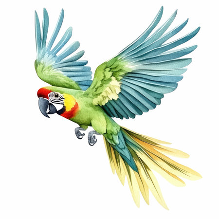Beautiful vector image with nice watercolor parrot on white background