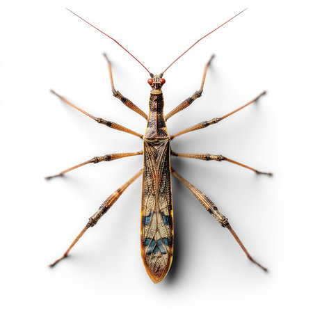 This isolated high-quality cutout of a stick bug showcases intricate details perfect for nature and wildlife projects or educational purposes.の写真素材