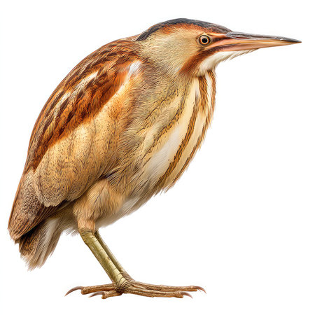 This isolated cutout features a bittern bird, highlighting its detailed plumage and elegant stance. Perfect for nature and wildlife enthusiasts.の写真素材