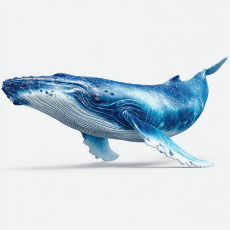 This high-quality image depicts an isolated blue whale cutout, perfect for creative projects, educational materials, or marine-themed artwork.の写真素材