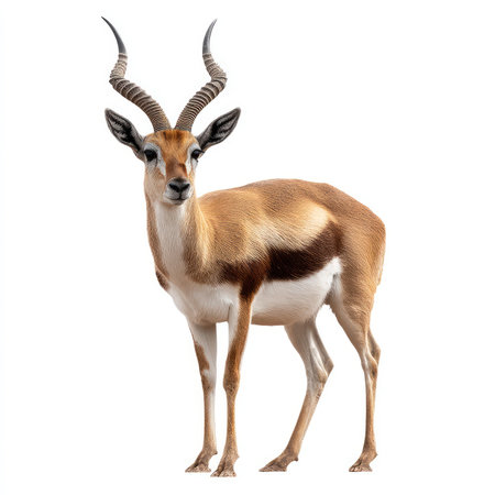 A stunning isolated cutout image of a blackbuck antelope, showcasing its distinct features, including elegant horns and graceful posture.の写真素材