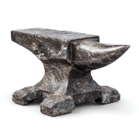A high-quality isolated cutout image of a standard anvil on a clean white background, ideal for metalworking and craftsmanship projects. Perfect for showcasing tools, equipment, and vintage designs.の写真素材