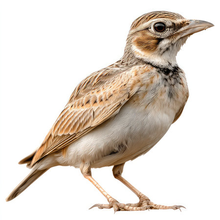 This isolated cutout image captures the intricate details of a lark, showcasing its natural beauty and unique features. Perfect for wildlife enthusiasts.の写真素材
