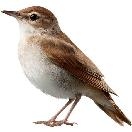 High-quality isolated cutout of a nightingale bird, showcasing its delicate features and elegant posture in a natural setting.の写真素材