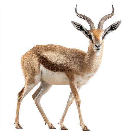 This high-quality isolated cutout of a gazelle showcases the animal's graceful stance and detailed features, ideal for creative projects.の写真素材