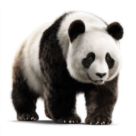 This high-quality cutout of a giant panda showcases its adorable features and unique black and white fur. Perfect for nature lovers and conservation themes.の写真素材