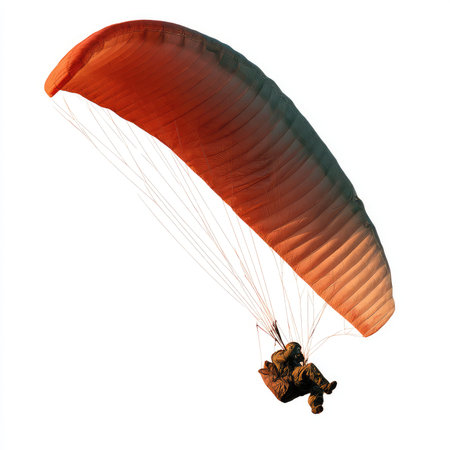 Capture the essence of adventure with this isolated image of a paragliding athlete against a pristine background capturing freedom and thrill.の写真素材