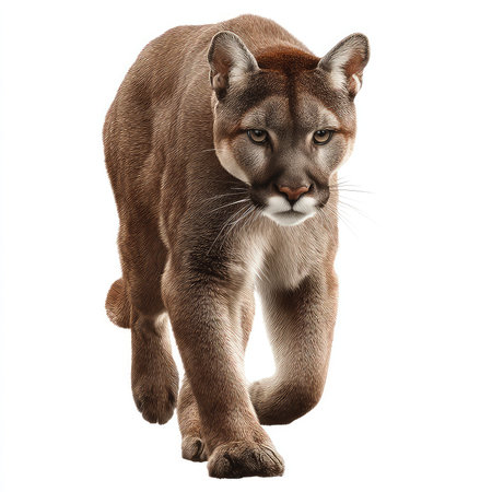 High-quality cutout of a puma walking gracefully, showcasing its natural strength and elegance....